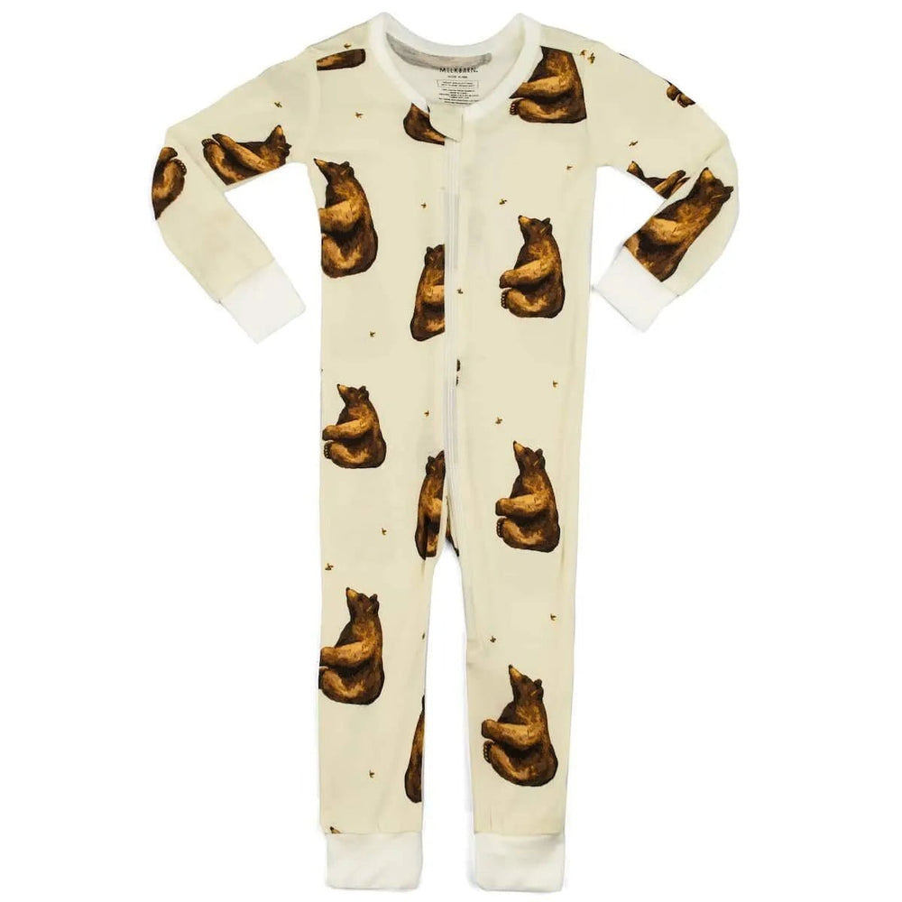 MILKBARN | Bamboo Zipper Pajama | Honey Bear - Clothing - Johnson and Co. General Store
