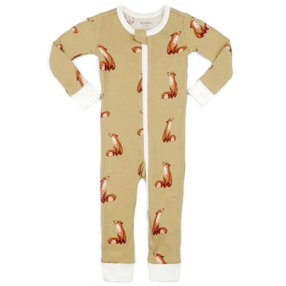 MILKBARN | Organic Cotton Zipper Pajama | Gold Fox - Clothing - Johnson and Co. General Store