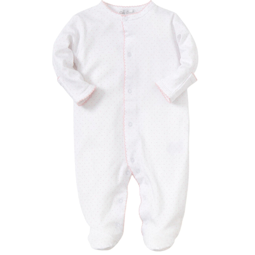 Kissy Kissy | Footed Pajamas | New Kissy Dots White/Pink - Johnson and Co. General Store