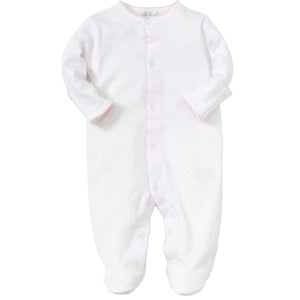 Kissy Kissy | Footed Pajamas | New Kissy Dots White/Pink - Johnson and Co. General Store