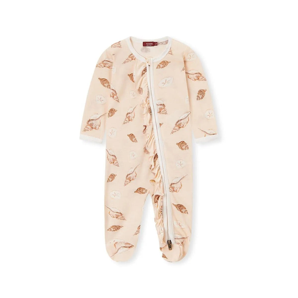MILKBARN | Bamboo Zip Footed Romper | Seashells - Clothing - Johnson and Co. General Store