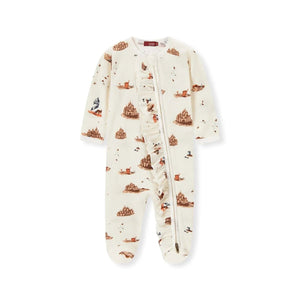 MILKBARN | Organic Cotton Zip Footed Romper | Sandcastle Ruffles - Clothing - Johnson and Co. General Store