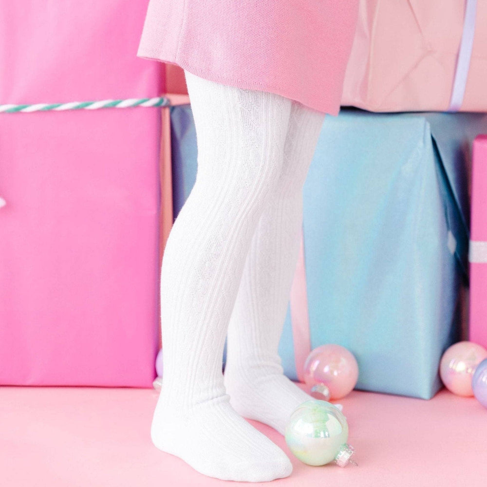 White Cable Knit Tights - Johnson and Co. General Store