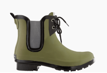 Chelsea Lace: Matte Olive Ankle Rainboot - Johnson and Co. General Store