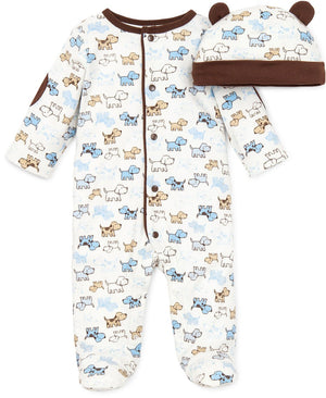 Cute Puppies Footed One-Piece And Hat - Johnson and Co. General Store