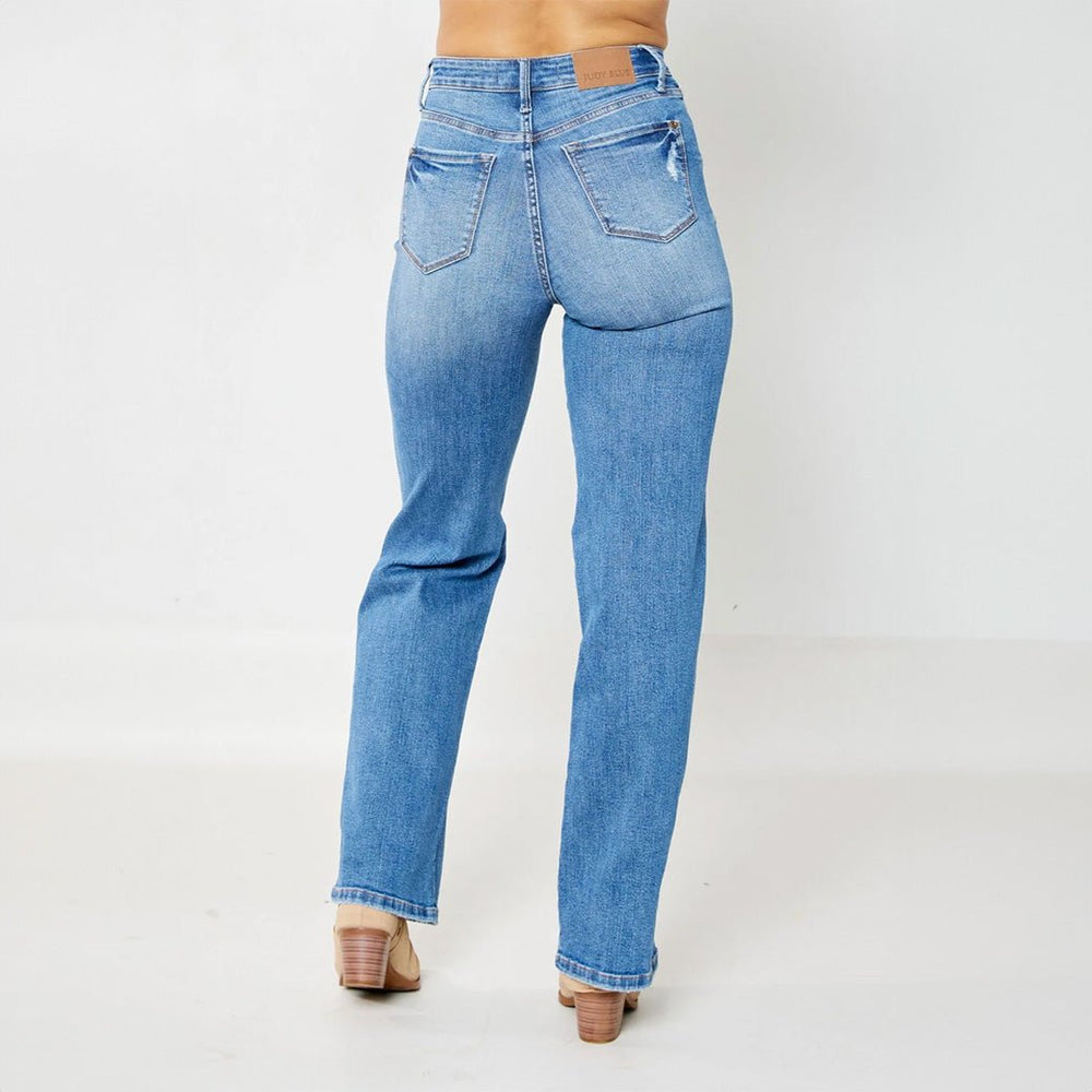 Judy Blue Jean - Tummy Control - Straight Leg - Distressed Knees - Johnson and Co. General Store