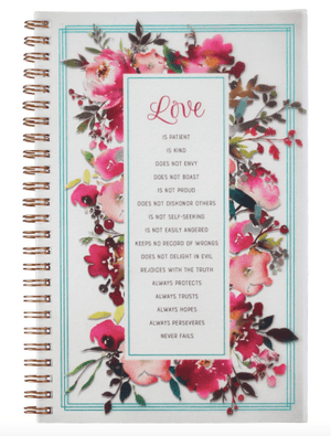 Love Is Wirebound Notebook - I Corinthians 13:4-7 - Johnson and Co. General Store