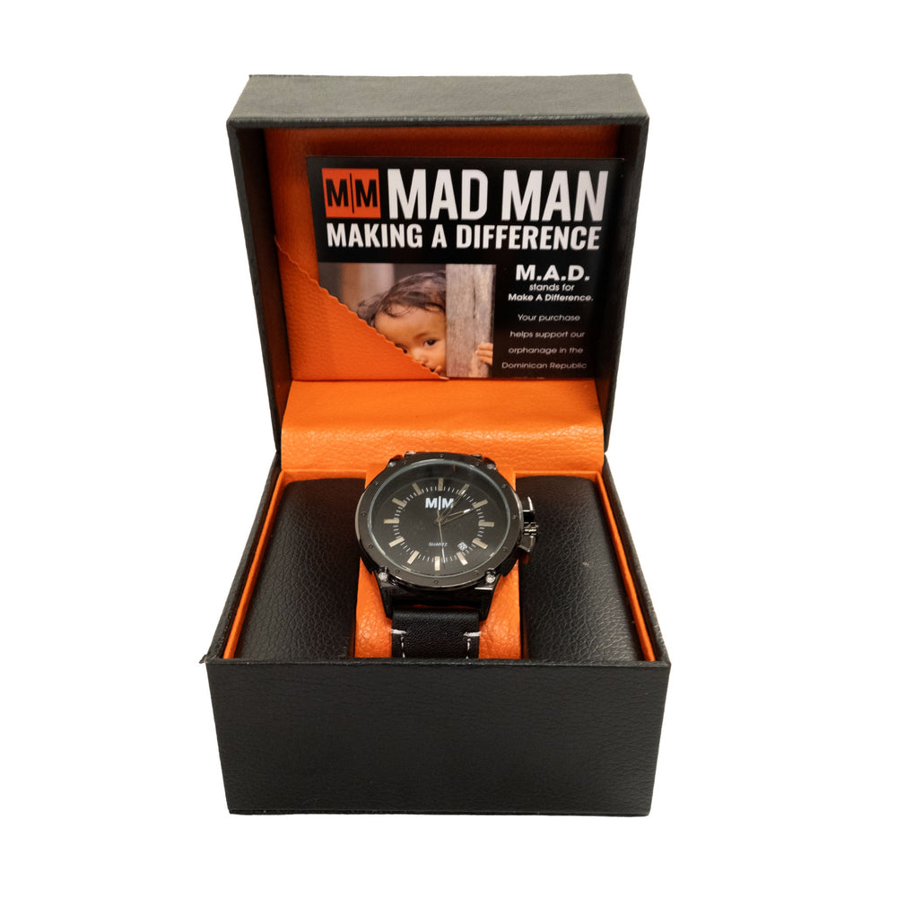 Mad Man - Watch - Black Face & Leather Band - Johnson and Co. General Store