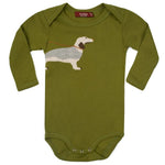 MILKBARN | Appliqué Organic Cotton Long Sleeve One Piece | Green Dog - Clothing - Johnson and Co. General Store