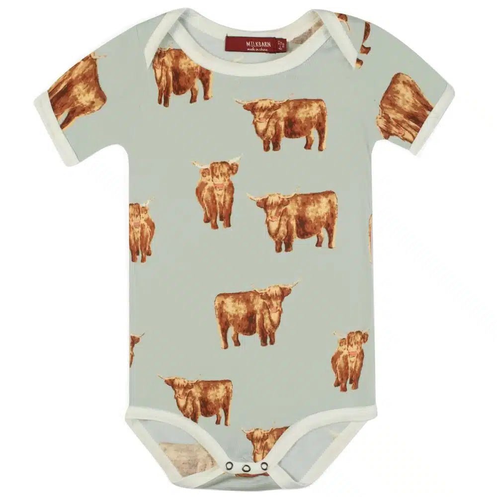 MILKBARN | Bamboo Short Sleeve One Piece | Highland Cow - Clothing - Johnson and Co. General Store
