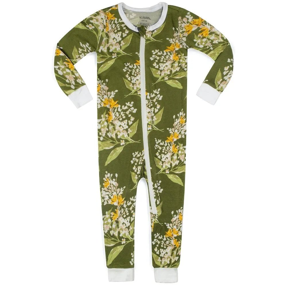 MILKBARN | Bamboo Zipper Pajama | Green Floral - Johnson and Co. General Store