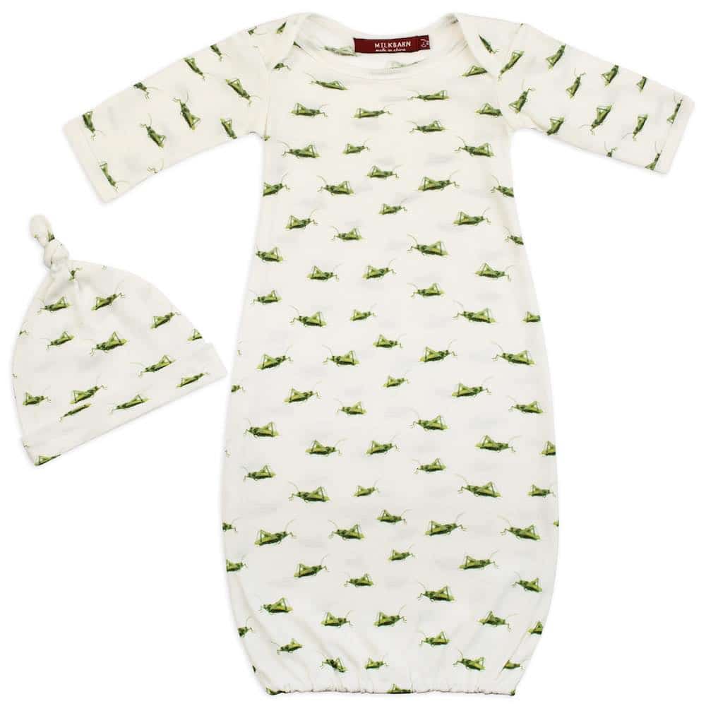 MILKBARN | Organic Cotton Newborn Gown & Hat Set | Grasshopper - Johnson and Co. General Store