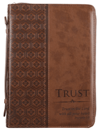 Trust In The Lord Brown Faux Leather Classic Bible Cover - Proverbs: 3:5 - Johnson and Co. General Store